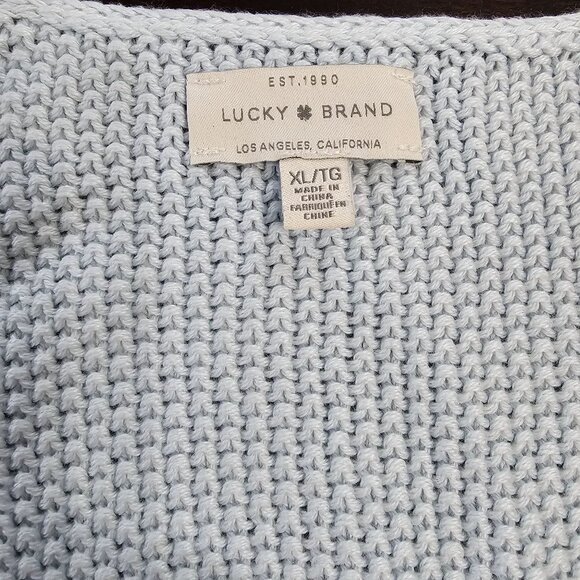 Lucky Brand Women's all Cotton V Neck Pale Blue Sweater size XL - Picture 2 of 9